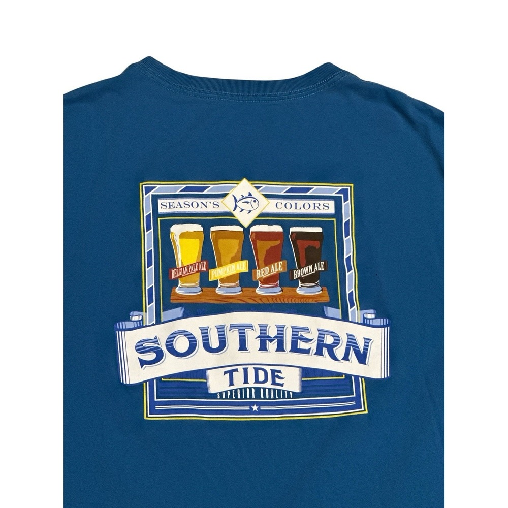 Southern Tide MMVI Quality Brew Ale Long Sleeve Pocket Cot T-Shirt Men's Size L